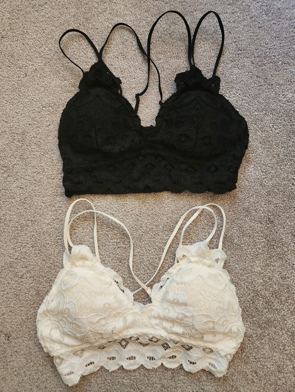 Black & White Lace Bralette Boho Small